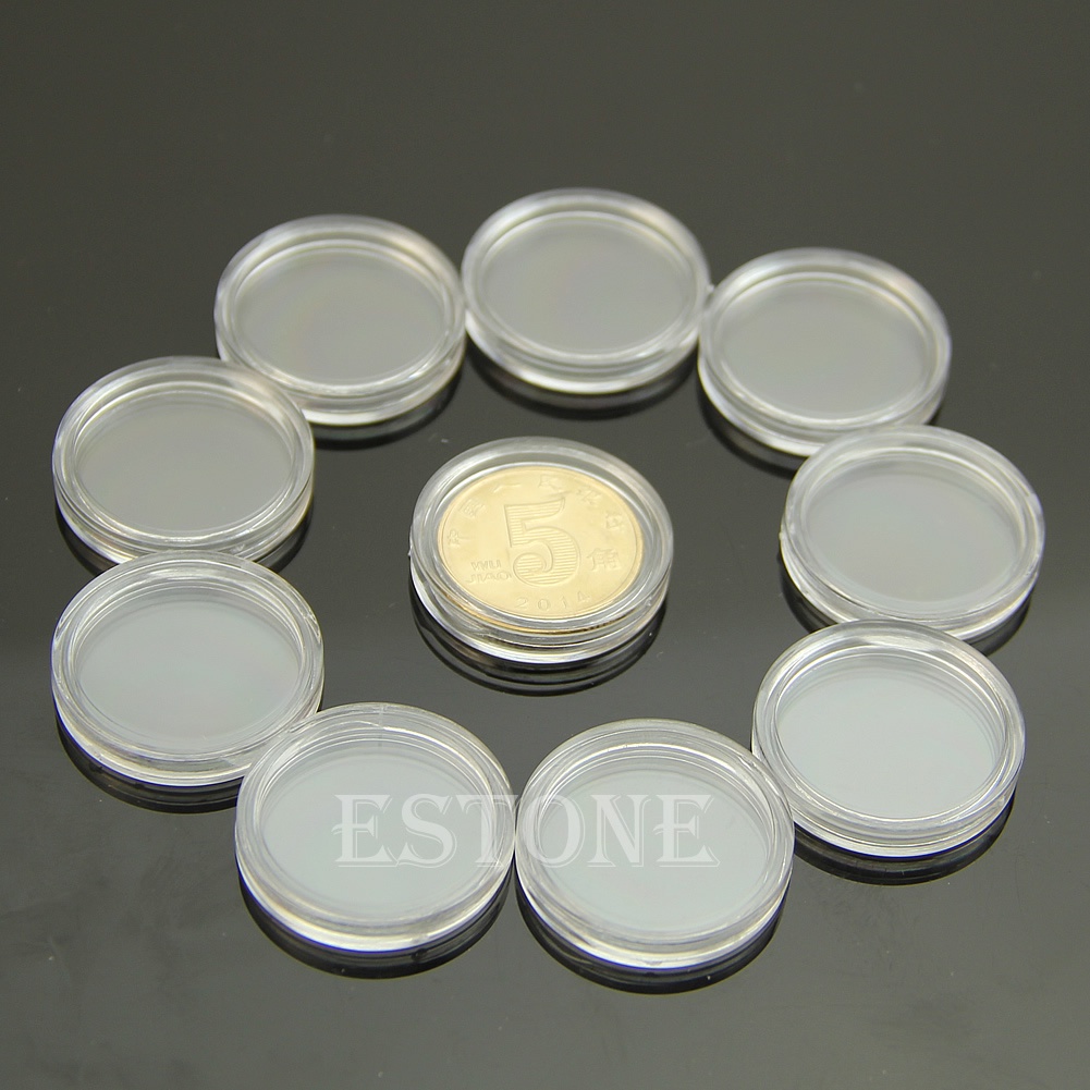 Hộp Tròn Đựng Tiền Xu Bằng Nhựa Trong Suốt 22mm