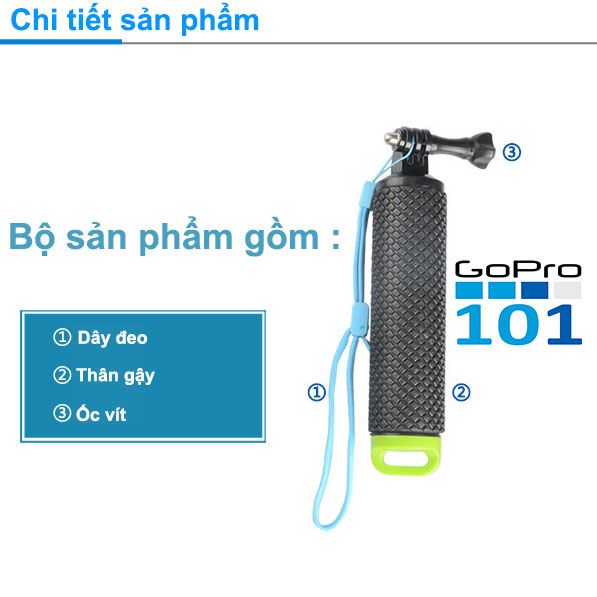 Gậy Phao Nổi có dây đeo dùng dưới nước cho GOPRO, XIAOMI, SJCAM - GoPro101