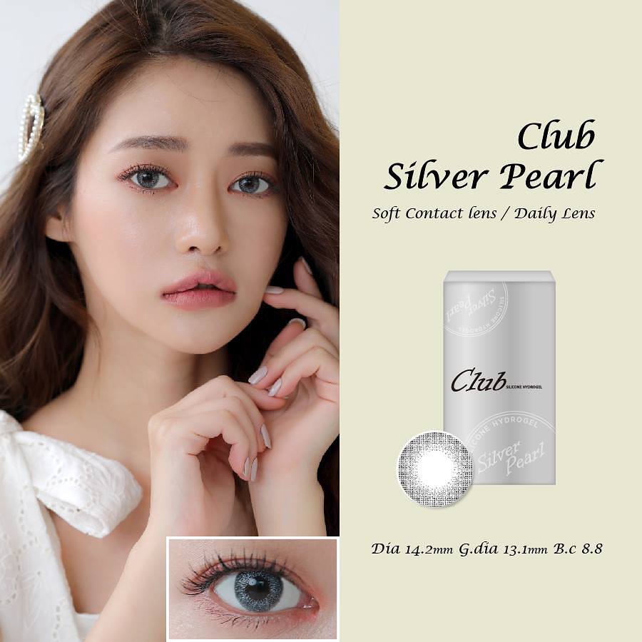 Kính áp tròng màu xám bạc ANN365 Club Silver Pear đeo 12H/ngày chống tia UV dùng 1 tháng