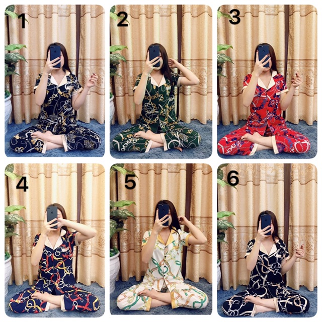 [Xả hàng] Bộ lụa giấy hoạ tiết thổ cẩm áo cộc - quần dài
