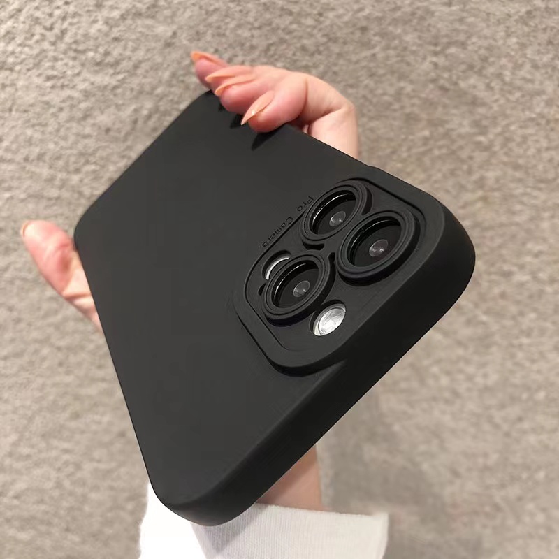 Ốp Điện Thoại Silicon Màu Đen Trơn Bảo Vệ Lens Cho iPhone 14 13 Pro Max iPhone 12 11 X XS Max XR iPhone 14 Max