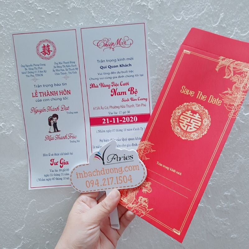 Thiệp cưới số lượng ít -In Bạch Dương