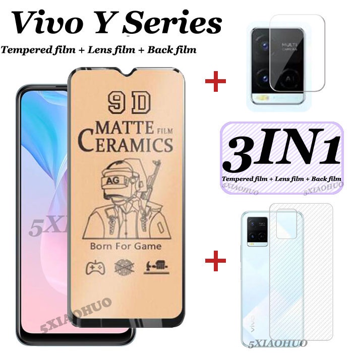 Bộ Kính Cường Lực Bảo Vệ camera + Miếng Dán Mặt Sau 3 Trong 1 Cho Vivo Y21T Y21 Y33S Y35 Y16 Y22S Y73 Y76 Y02S Y01 Y15A Y15S