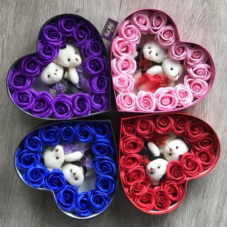 Trái tim hoa sáp thơm 2 gấu