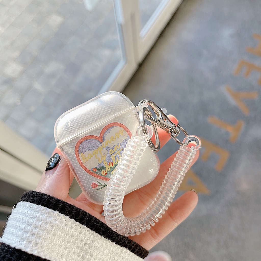 Ốp lưng iphone Vỏ Bảo Vệ Hộp Sạc Tai Nghe airpods 1 2 Pro 3rd Generation Pro 1/2 Trong Suốt Chống Sốc Họa Tiết Hoạt Hình Kèm Dây Đeo Kiểu Nhật Hàn Dinuo case