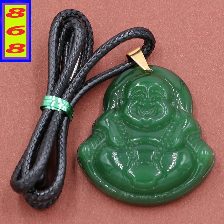 Mặt dây chuyền Phật Di Lặc Xanh 4.8cm MPDLX23 - Mặt size lớn - Tặng kèm móc inox - Phong thủy 868