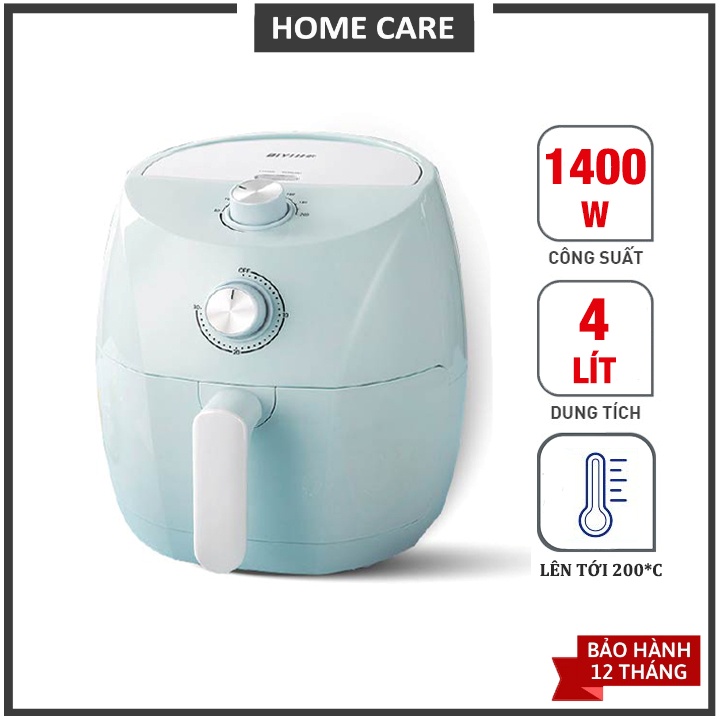 Nồi chiên không dầu 4L BIYI AF611 - Công suất 1400W, máy êm không ồn, núm cơ điều chỉnh - BH 12 THÁNG
