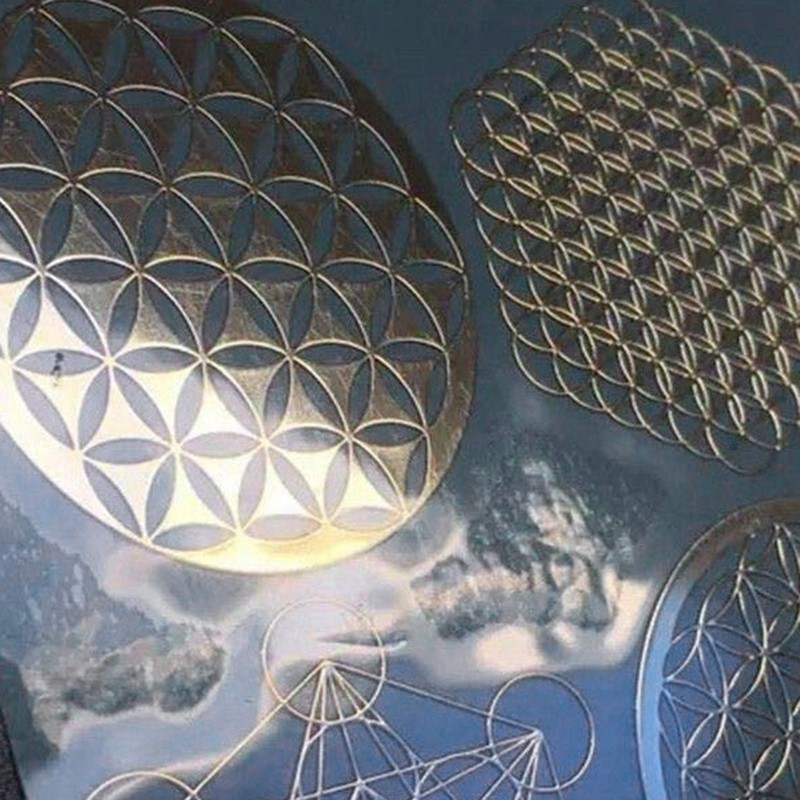 4Pcs/Set New Metal Energy Decor Sticker Flower Of Life