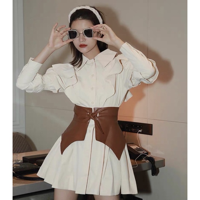 Set Go Moon Young áo sơmi form dài+ thắt lưng da hot trong phim “It’s okay to not be okay”