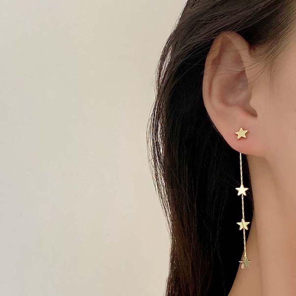 Bông Tai Dáng Dài Hình Ngôi Sao Thanh Lịch Phong Cách Hàn Quốc