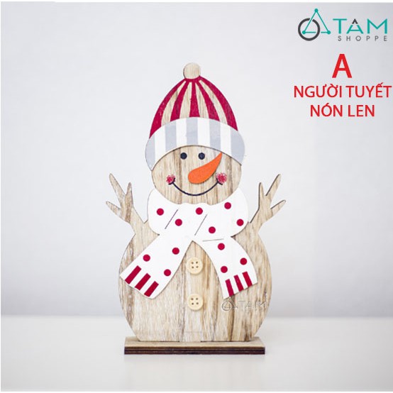 Mô hình trang trí Noel gỗ Handmade để bàn 2 nút X-MHDB-01