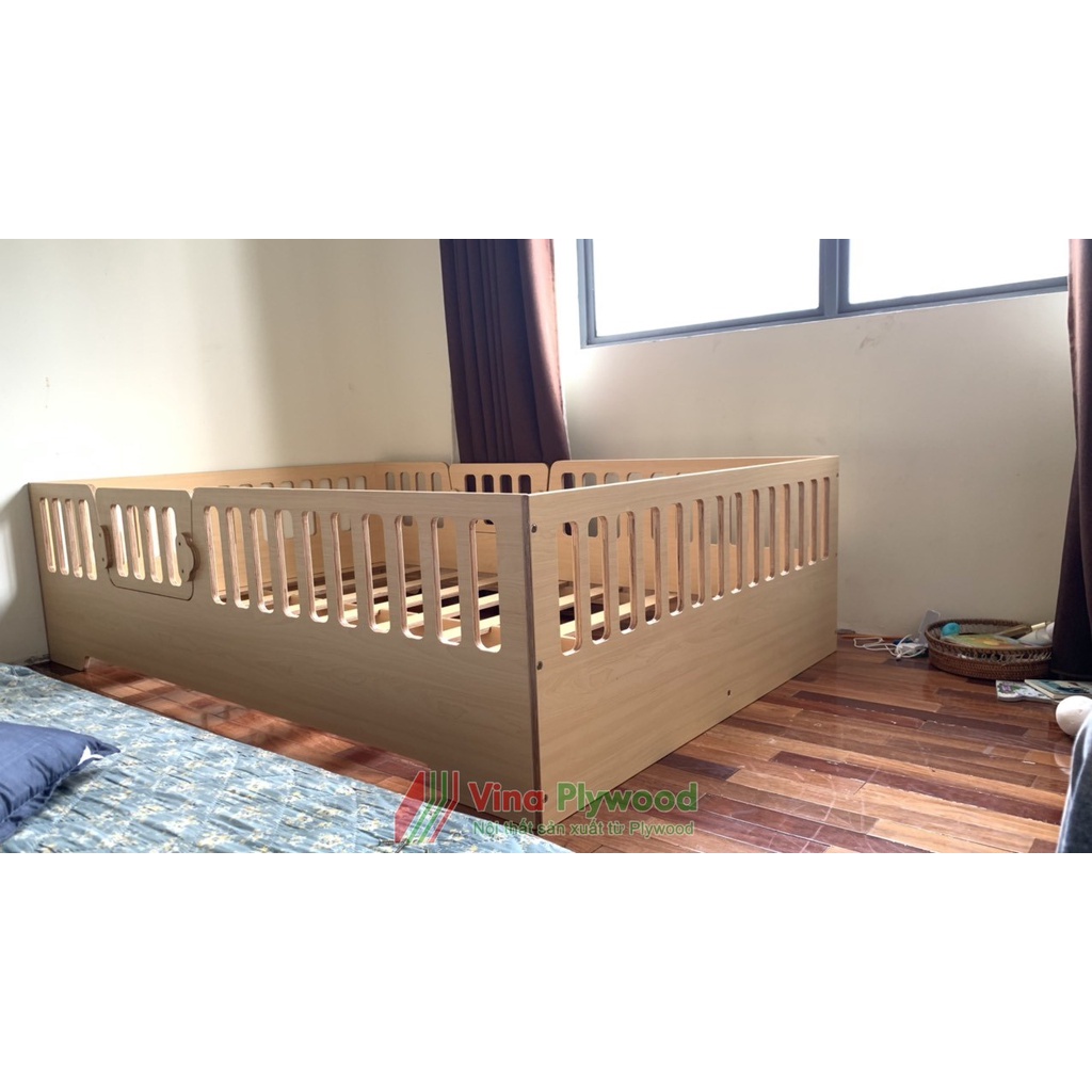 Giường cũi trẻ em chất liệu plywood phủ melamin an toàn với trẻ em