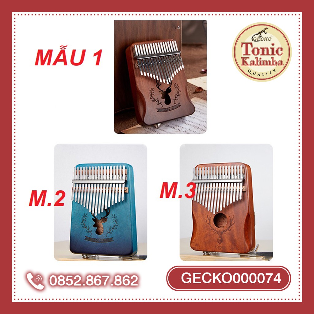 [CÓ SẴN] CÓ EQ- Đàn kalimba 17 phím gỗ nguyên khối Mahagony GECKO000074-