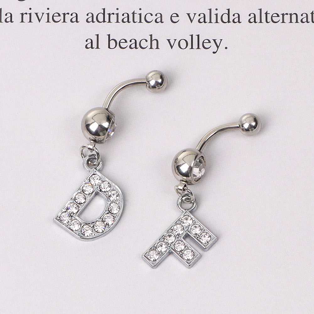 Khuyên rốn bằng thép không gỉ hình 26 kí tự chữ cái thời trang tùy chọn