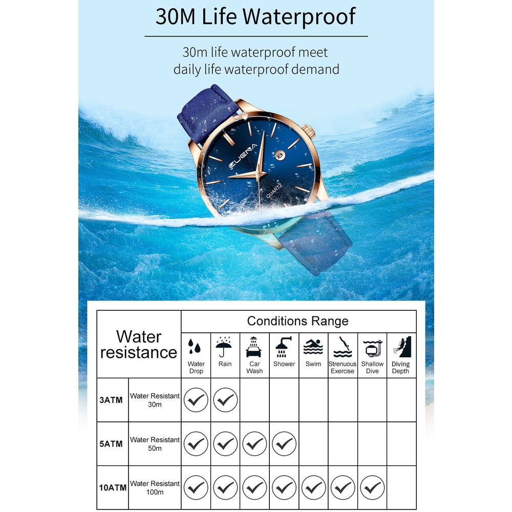 Đồng hồ thạch anh CRRJU 891 XL dây da chống thấm nước thời trang doanh nhân thể thao đơn giản cho nam