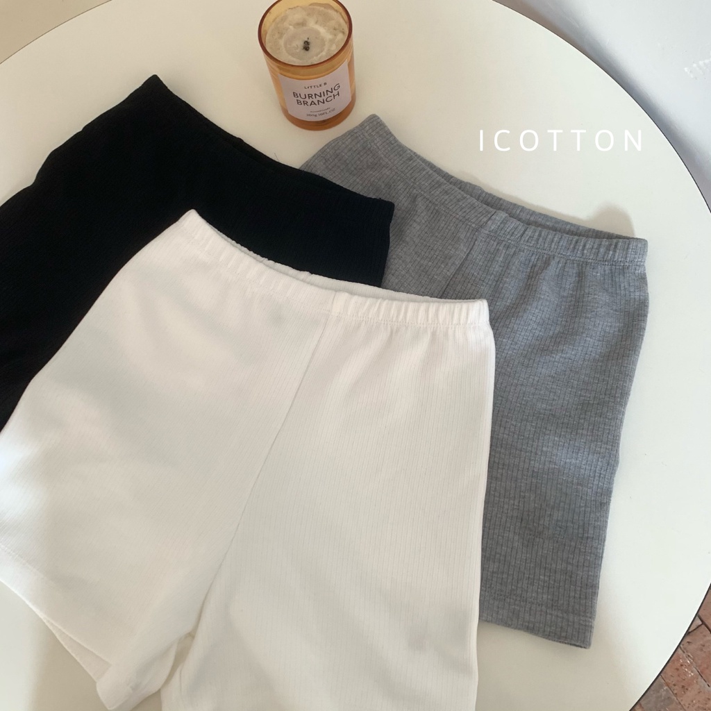 Quần legging đùi nữ ICOTTON quần đùi nữ ôm bó, chất liệu gân tăm co giãn tốt