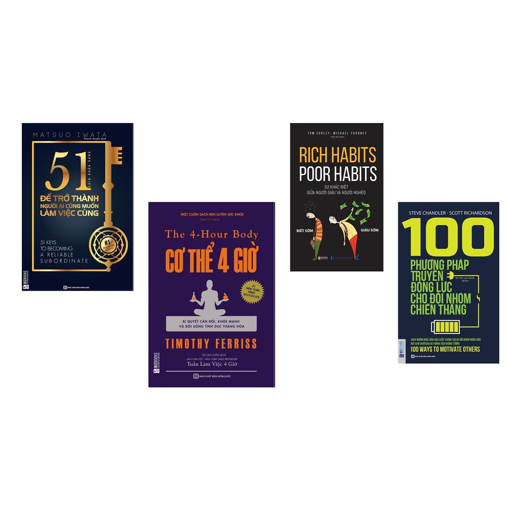 Sách - Combo 51 Chìa Khóa Vàng + Cơ Thể 4 Giờ + Rich Habits Poor Habits + 100 Phương Pháp Truyền Động Lực
