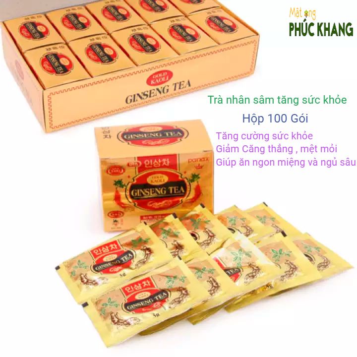 *Mật Ong Phúc Khang -Hộp 100 Gói Trà Sâm, Mật ong, Hàn Quốc Hòa Tan - Thanh nhiệt , mát gan , bồi bổ cơ thể , giảm cân