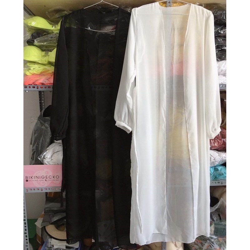 ẢNH THẬT Loại 1 áo choàng đi biển voan lụa dài có viền và dây thắt nơ thời trang đi biển sexy