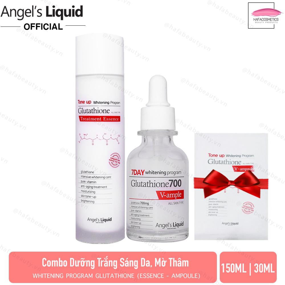 Combo dưỡng trắng da, mờ thâm Whitening Program Glutathione ( Essence 150ml + Ampoule 30ml) + Tặng 1 mặt nạ Glutathione