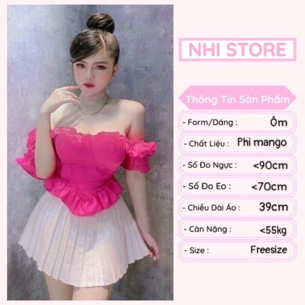 [FREESHIP 50K] Áo Croptop Cổ Vuông Tay Phồng Bèo Dún Lai Nhọn Sang Chảnh  NHISTORE Freesize Dưới 55kg