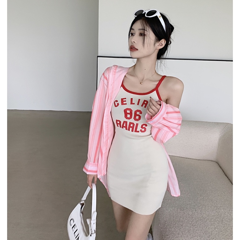 QKOOLE  Đầm Ôm Hai Dây Gợi Cảm Thời Trang Hàn Quốc Cho Nữ