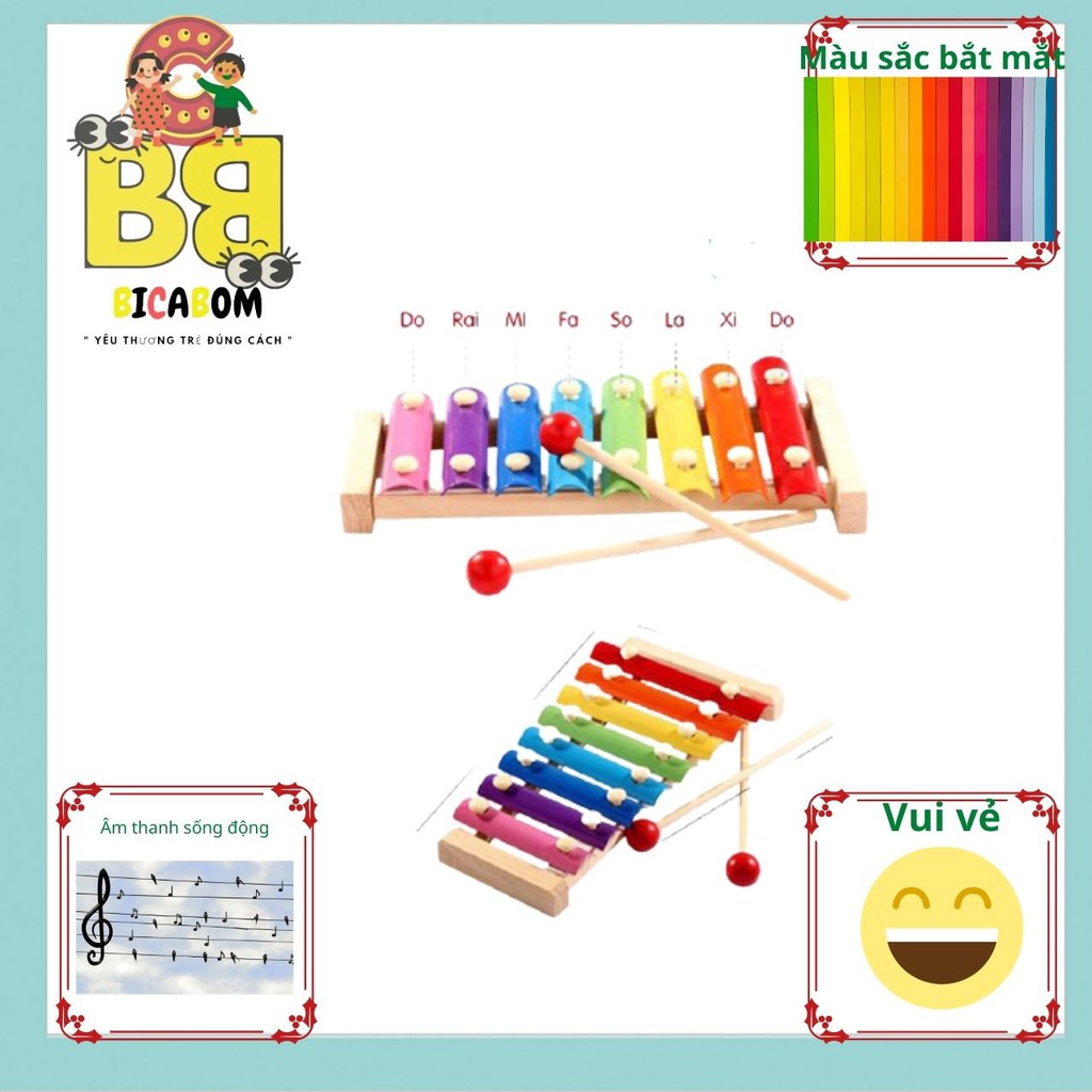 Đồ chơi giáo dục sớm cho bé đàn xylophone 8 thanh Bicabom Bc17