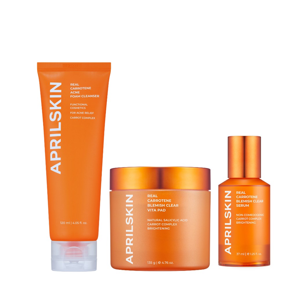 Set Sạch Mụn 3 Bước Aprilskin Carrotene( Vita pad + SRM carrot + serum carrot)