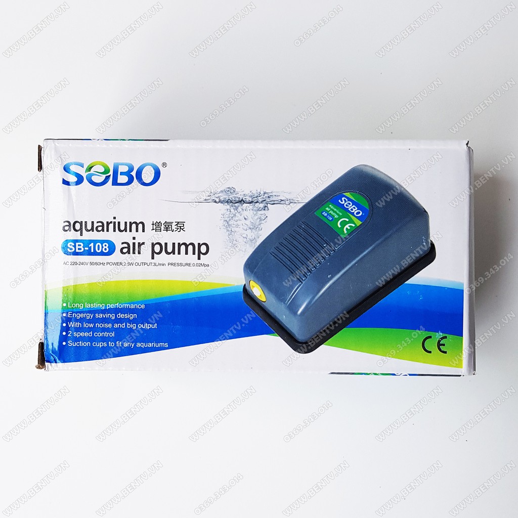 Máy Sủi Khí Oxy 1 vòi Sobo SB-108 - Tặng Dây Và Đá