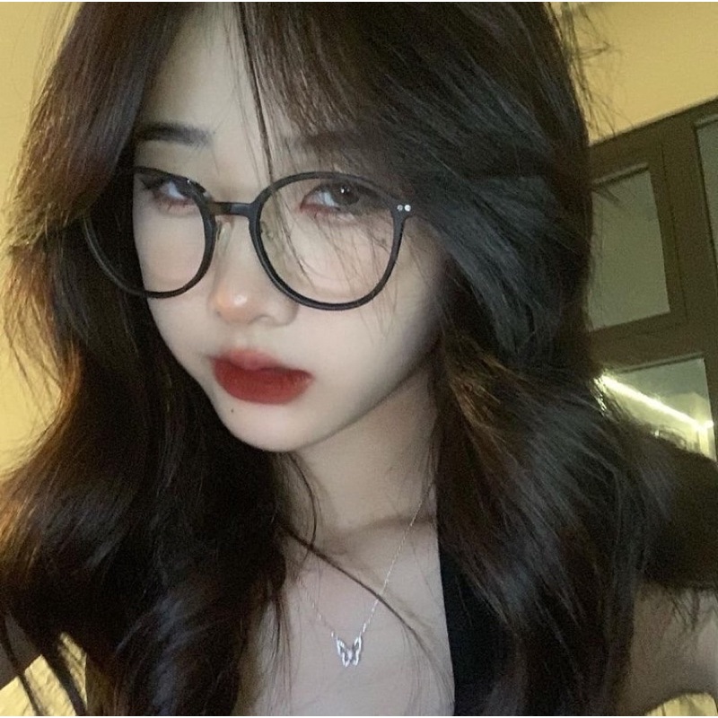 Kính mắt không độ gọng nhựa đen nâng mũi Hàn Quốc