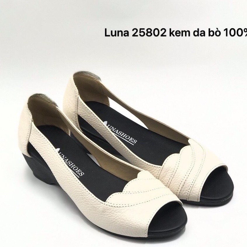 Giầy đế xuồng nữ 3p da bò thật 100% và bảo hành 2 năm 1 đổi 1 LUNASHOES 22104 đi êm chân dễ phối đồ giày trung niên nữ