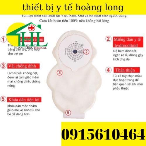 Hộp 10 Túi hậu môn nhân tạo con gấu cho trẻ (khóa dán)