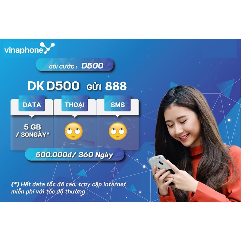 Sim vina D500 vào mạng miễn phí 11 tháng không cần nạp tiền