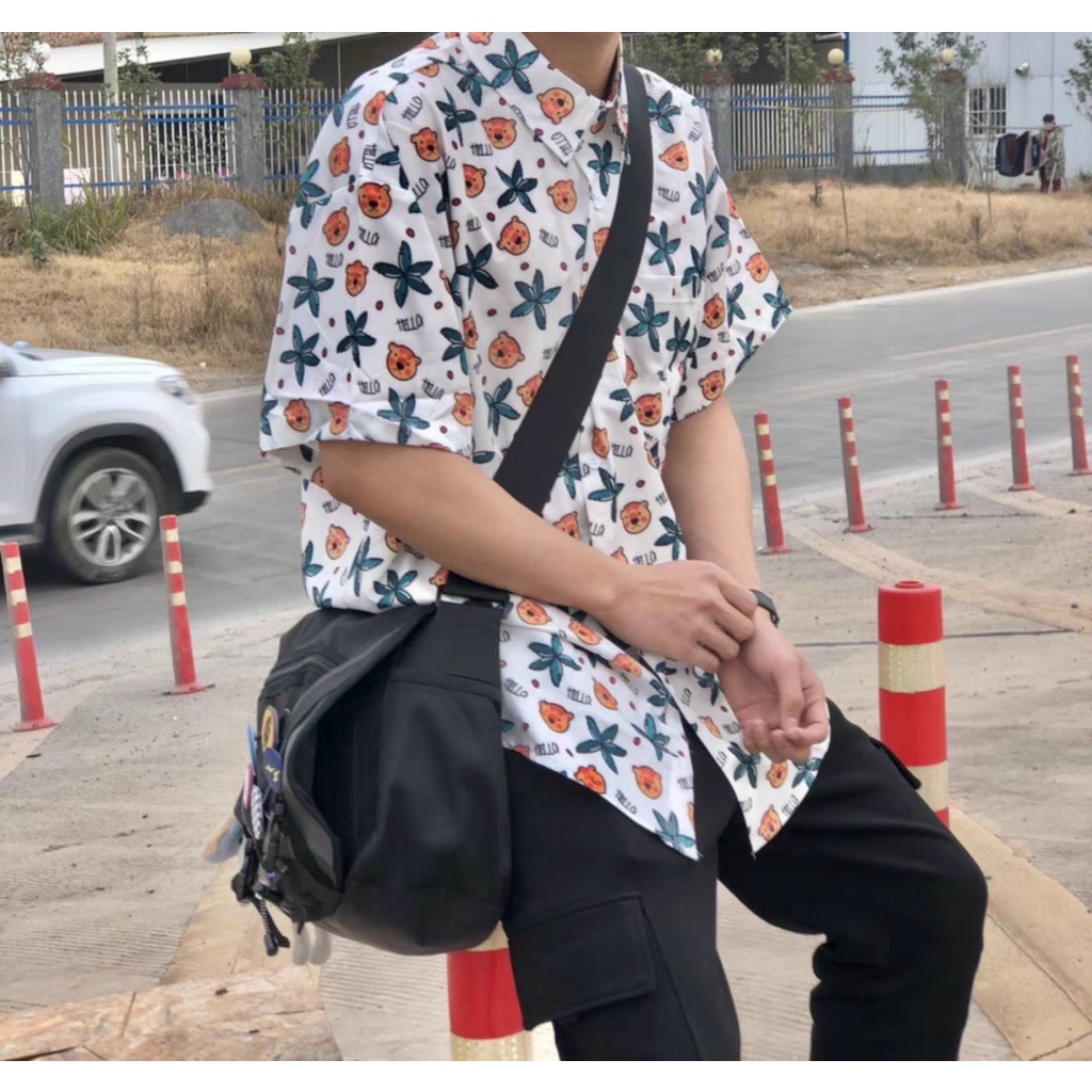 Áo sơ mi nam nữ cặp đôi tay ngắn form rộng họa tiết độc đáo mới lạ phong cách Hàn Quốc cực hot chất lụa mềm mịnCheapShop