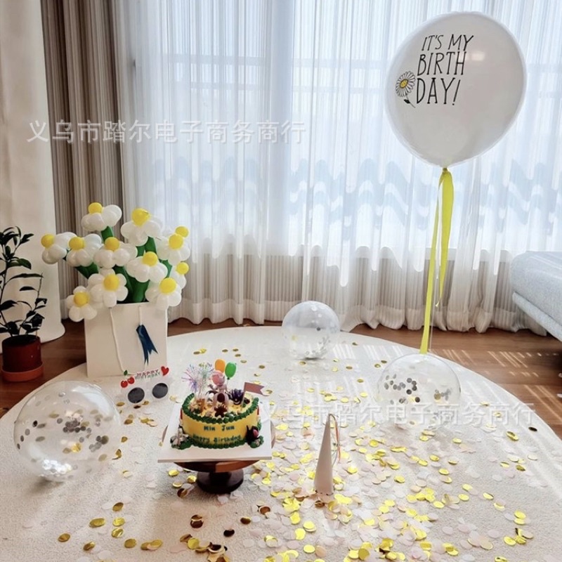Bong Bóng Mặt Cười Happy Birthday Hoa Cúc Size Khổng Lồ Trang Trí Sinh Nhật - Yori Party