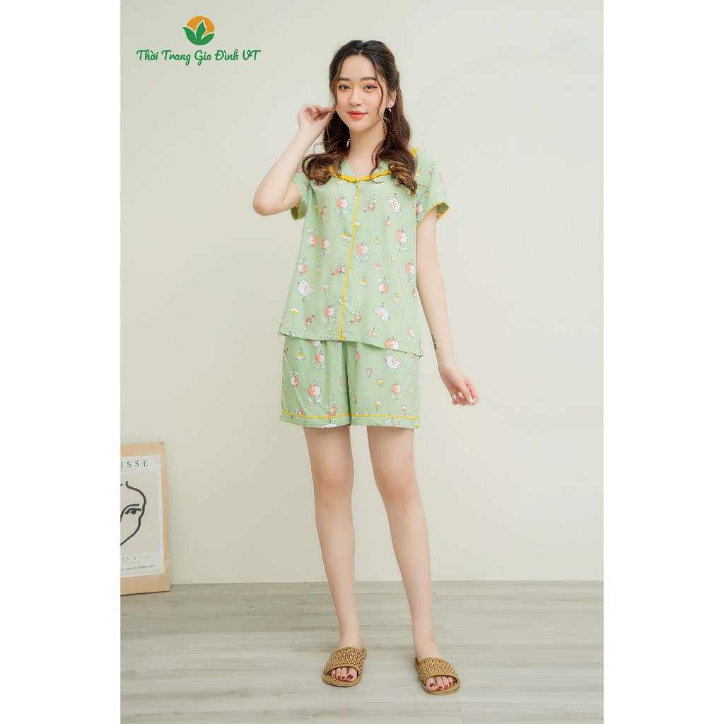 Bộ pijama quần đùi áo cộc nữ họa tiết B03.2104 - Thời trang gia đình VT