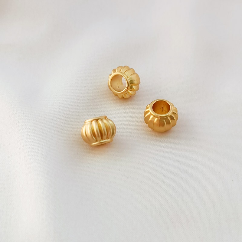 Bộ 10 Hạt Xỏ Lỗ Tròn Màu Vàng 18K Làm Trang Sức Thủ Công DIY