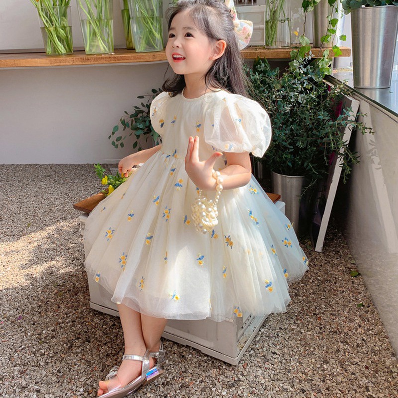 Đầm Công Chúa Phối Lưới Họa Tiết Hoa Phong Cách Phương Tây Thời Trang Mùa Hè Cho Bé Gái