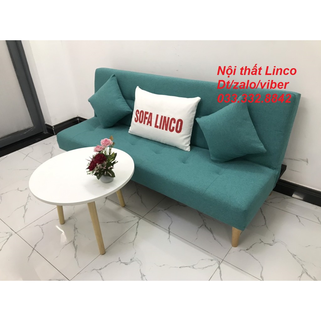 Bộ ghế sofa giường nằm mini nhỏ salon bed rẻ phòng khách xanh ngọc vải bố,  sa lông, sô pha Nội thất LInco HCM