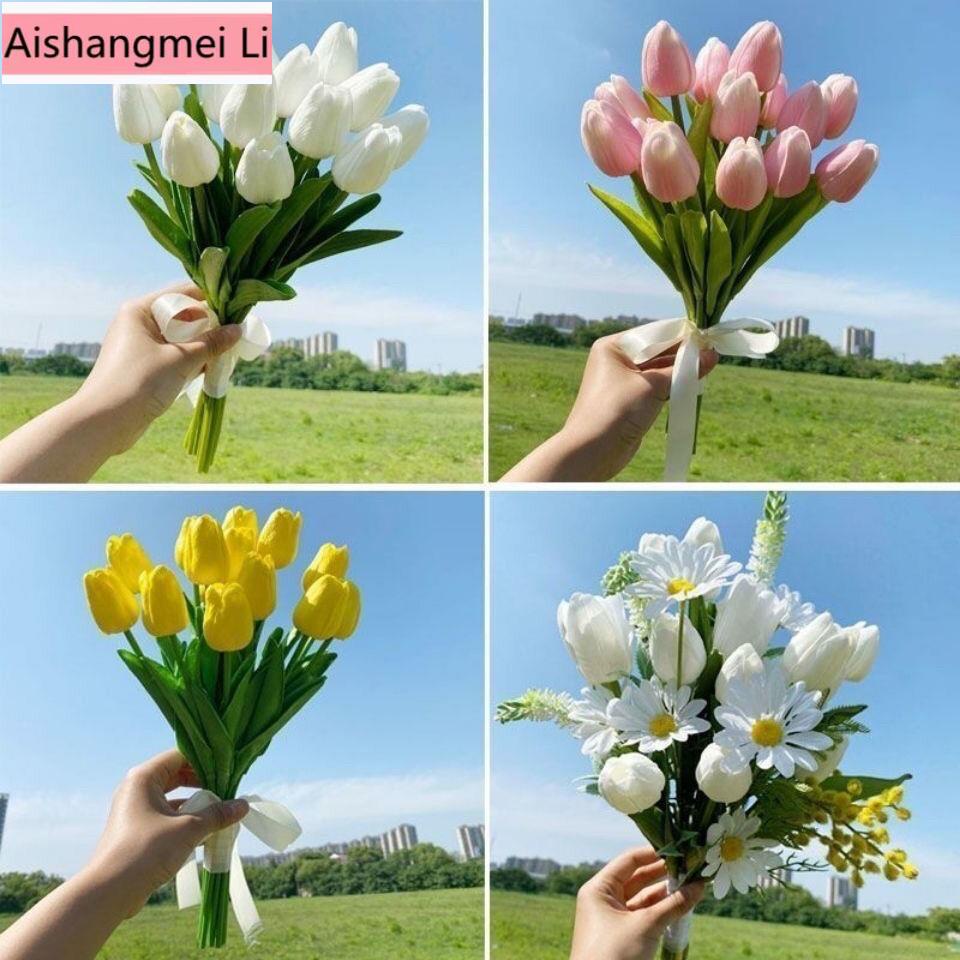 Bó Hoa Tulip Nhân Tạo Phong Cách Hàn Quốc Dùng Làm Phụ Kiện Chụp Ảnh Cưới/Trang Trí Nhà Cửa