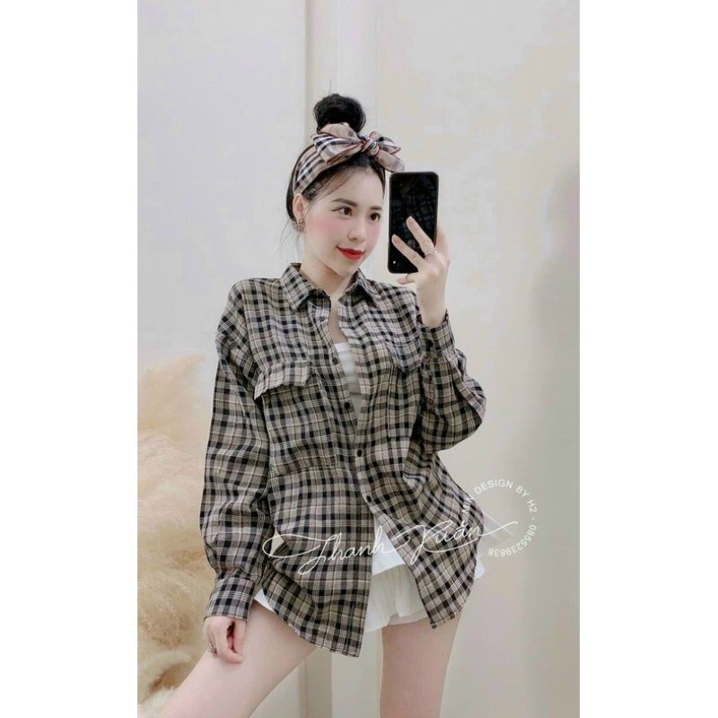 Áo sơ mi kẻ caro cá tính phom rộng