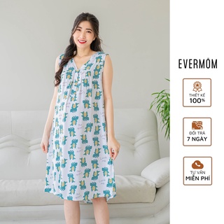 Đầm bầu mặc nhà tôn 2 da thái cỏ nơ siêu mềm mát mặc suốt thai kì - Evermom