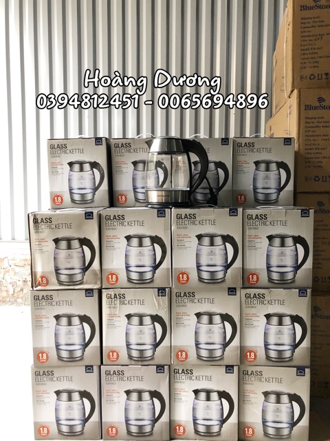 Ấm đun siêu tốc Lock&lock EJK418SLV, siêu tốc thuỷ tinh dung tích 1,8L - Hàng Chính Hãng