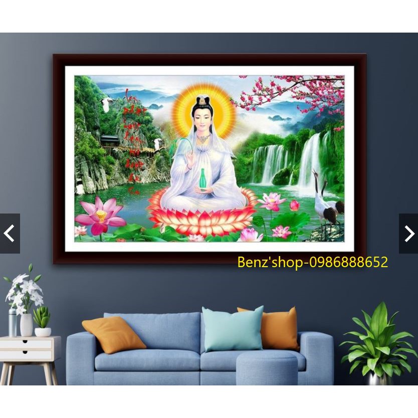 Tranh đính đá cao cấp  Quan Thế Âm Bồ Tát VS335 , DF464 ; tranh thêu 88966 , 223209