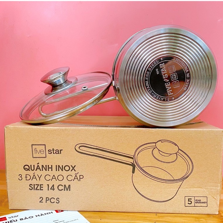 Nồi quánh nấu bột CHỐNG DÍNH Inox 3 đáy FiveStar cho bé