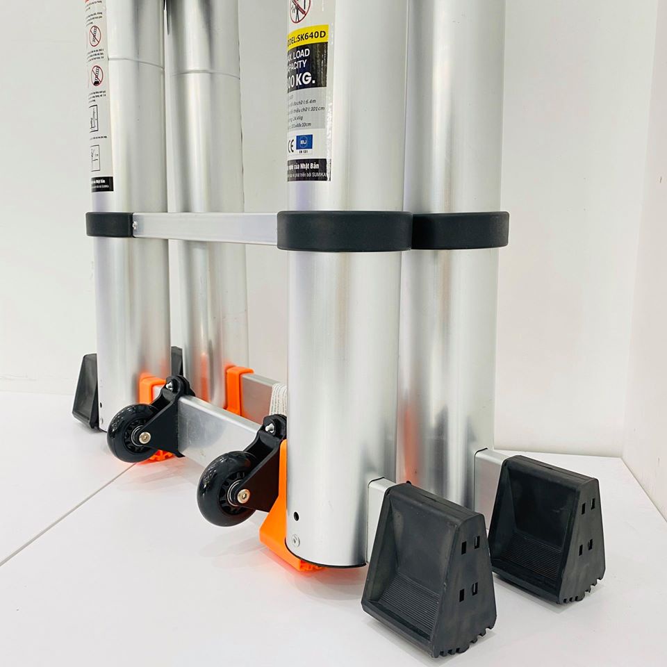 Thang nhôm rút đôi chữ A SUMIKA SK640D chữ A:3.2M; chữ I:6.4M NEW 2022 tải trọng 300kg, bảo hành 2 năm