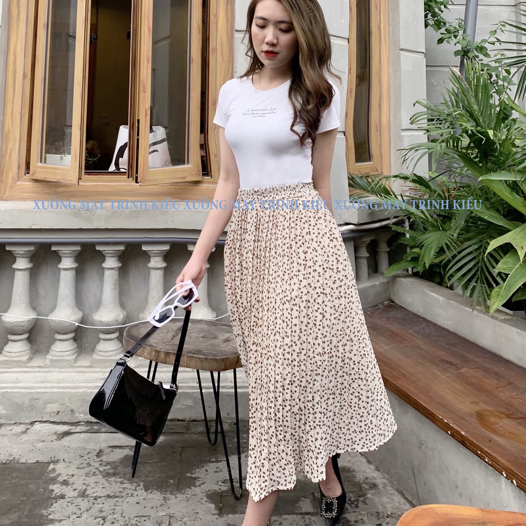 Chân váy xếp ly - Chân váy dáng dài ulzzang 2 lớp cạp chun vải chiffon mềm mịn mát XUONGMAYTNT CVCC2805 | BigBuy360 - bigbuy360.vn