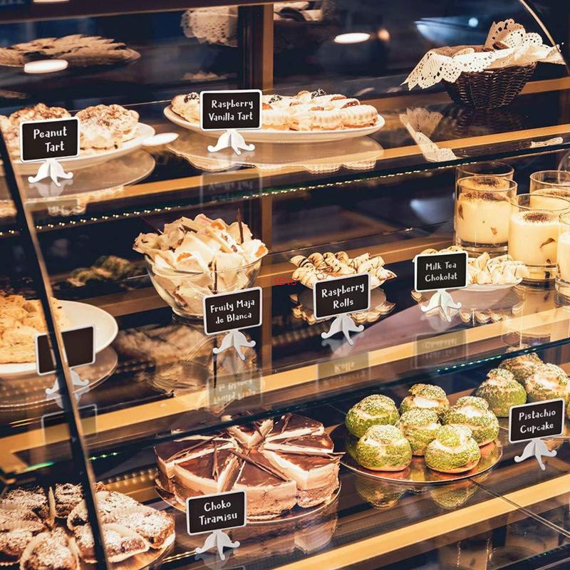 Seng Set 20 Bảng Đen Mini Khung Gỗ Trắng Kèm Giá Đỡ Dùng Ghi Chú Thức Ăn Cho Weddin