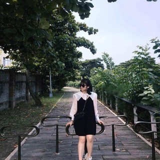 ĐẦM BABYDOLL ĐEN PHỐI CỔ TRẮNG