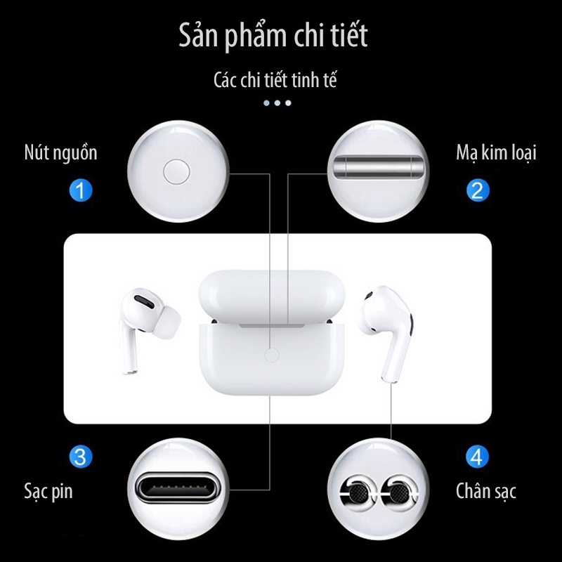 Tai nghe Bluetooth pro tws âm thanh chất lượng tốt, tai nghe bluetooth không dây cảm ứng tốt kích hợp tất cả các dòng